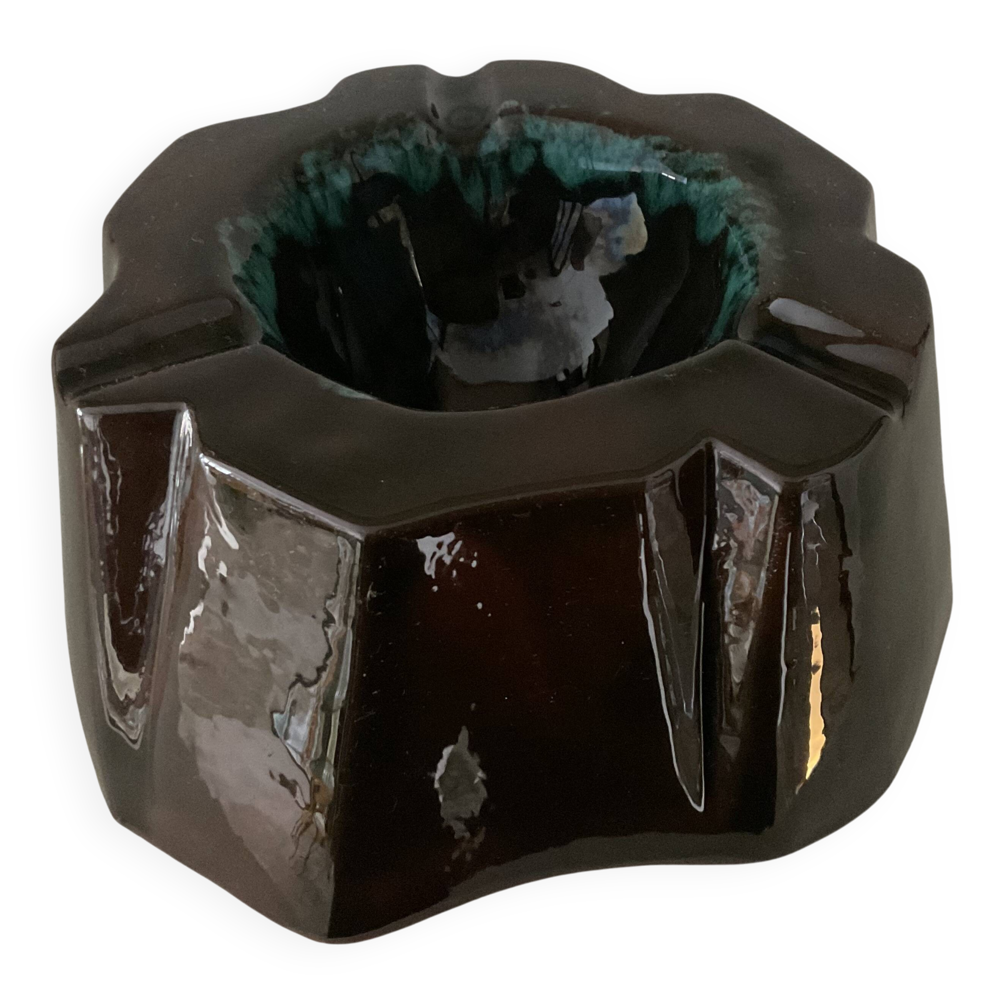 Vintage glazed terracotta ashtray