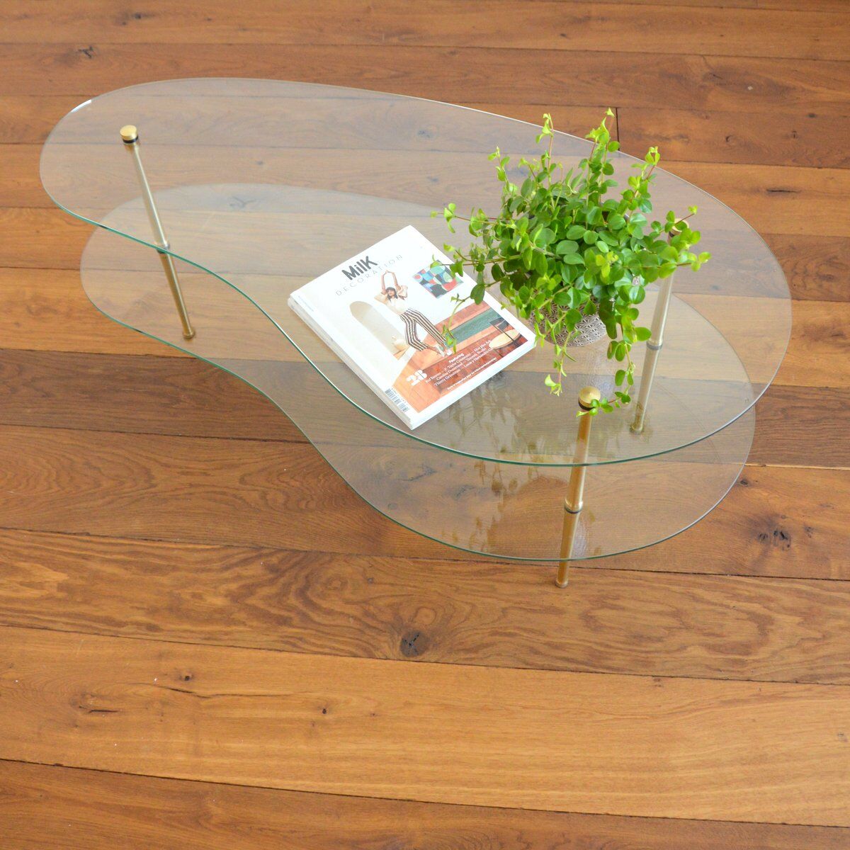 Double tray coffee table shaped vintage bean 1950s