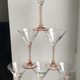 Set of 6 pink-footed cocktail glasses design 70s