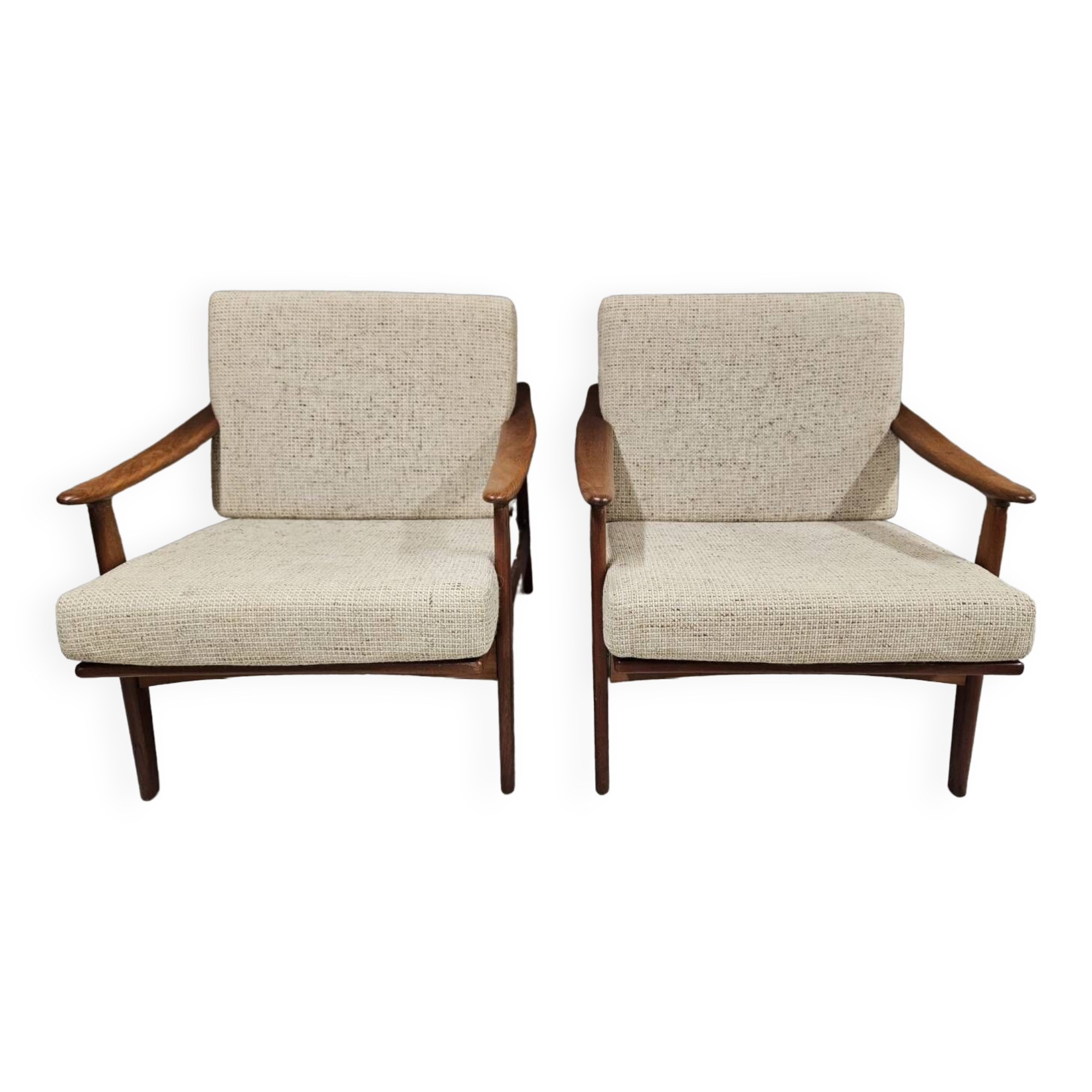 Pair of Scandinavian Danish teak armchairs 1960