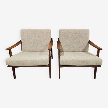Pair of Scandinavian Danish teak armchairs 1960