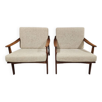 Pair of Scandinavian Danish teak armchairs 1960