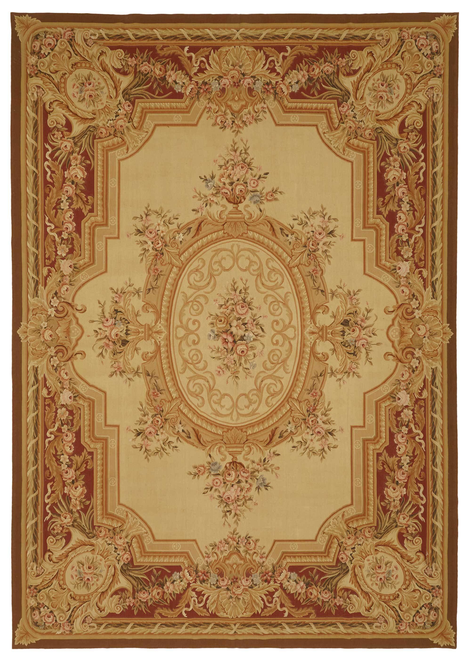 Handmade European Vintage Aubusson Kilim 300 cm x 428 cm