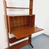 Vintage modular secretary shelf bookcase in teak from the 60s