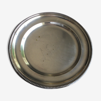 Plat rond en metal argente poinçonné