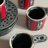 6 vintage luc vallauris art ceramic cups and saucers