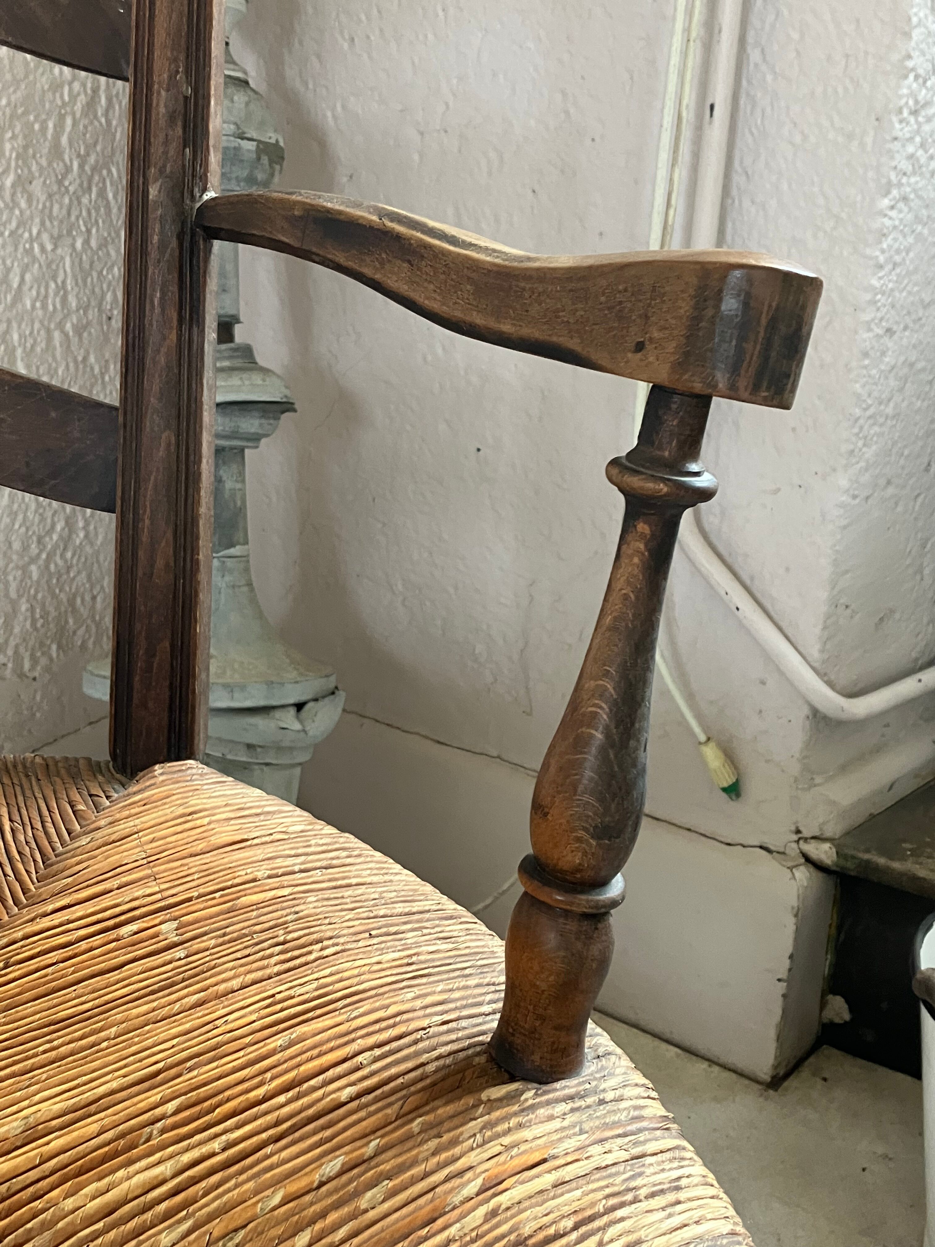 Armchair country paillé XIXth