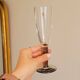 10 flûtes à champagne vintage Bormioli Rocco en cristal strié gris