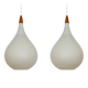 Set of 2 Swedish Opaline Pendant Lamps by Uno and Östen Kristiansson for Lu