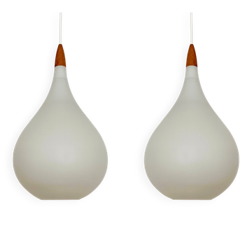 Set of 2 Swedish Opaline Pendant Lamps by Uno and Östen Kristiansson for Lu