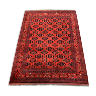 Vintage Afghan Turkoman Khalmohammadi Rug 284x213 cm, Red, Black Tribal Large