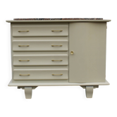 Asymmetrical Art Deco Chest of Drawers – Marble & Cream Green