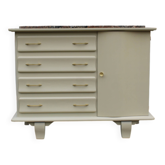 Asymmetrical Art Deco Chest of Drawers – Marble & Cream Green