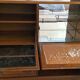 Wooden sideboard with 5 doors and 3 drawers, 2 glass doors.