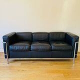 LC2, Le Corbusier for Cassina, Threeseater, Chrome and Leather