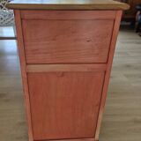 Antique English bedside table in solid wood, refurbished.