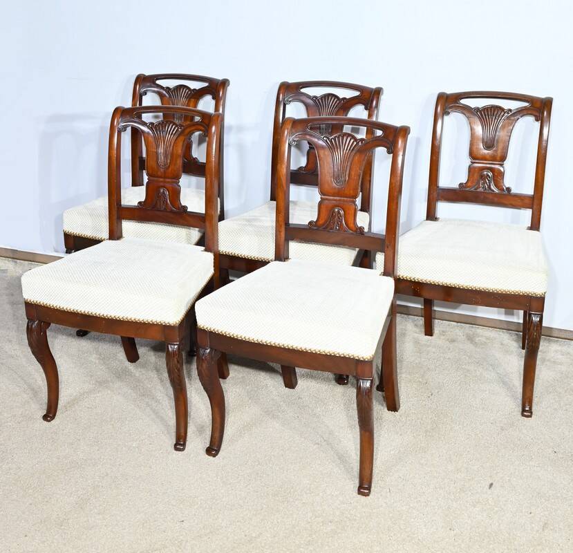 Suite of 5 Cuban Mahogany Chairs, Restoration Period – Early 19th Century