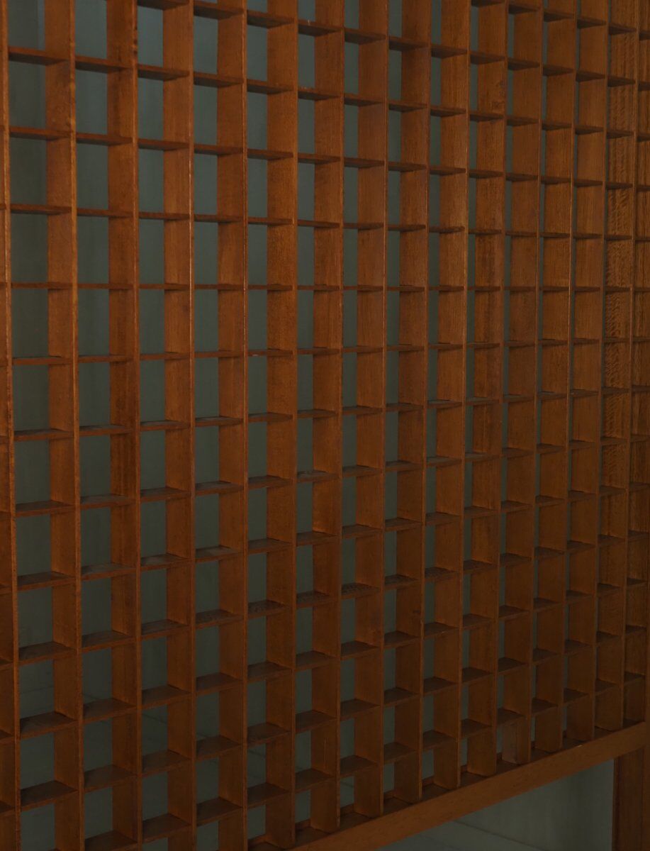 Wooden room divider with lattice design, 1960s