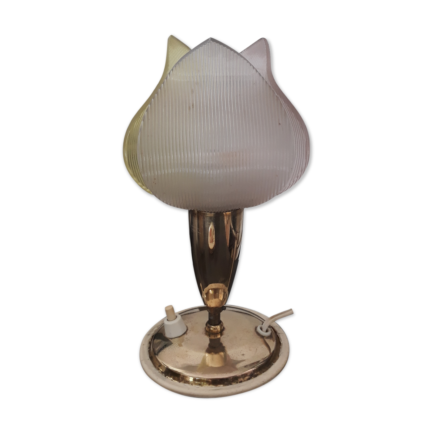 Lampe de table fleur en laiton vintage