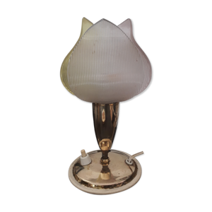 Lampe de table fleur en laiton vintage