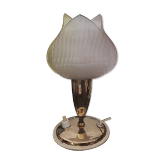Lampe de table fleur en laiton vintage