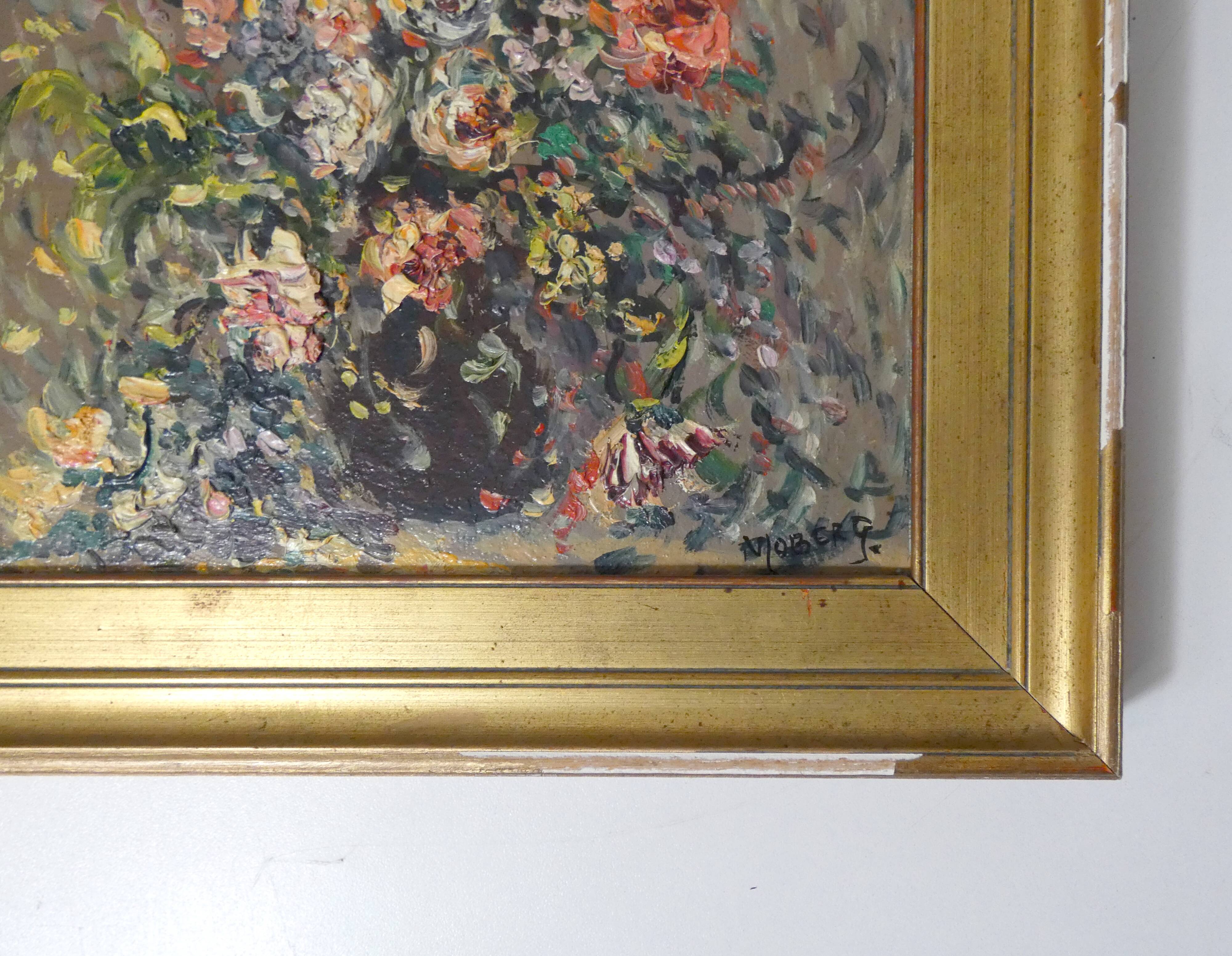 Oil painting on canvas, bouquet, signed MOBERG