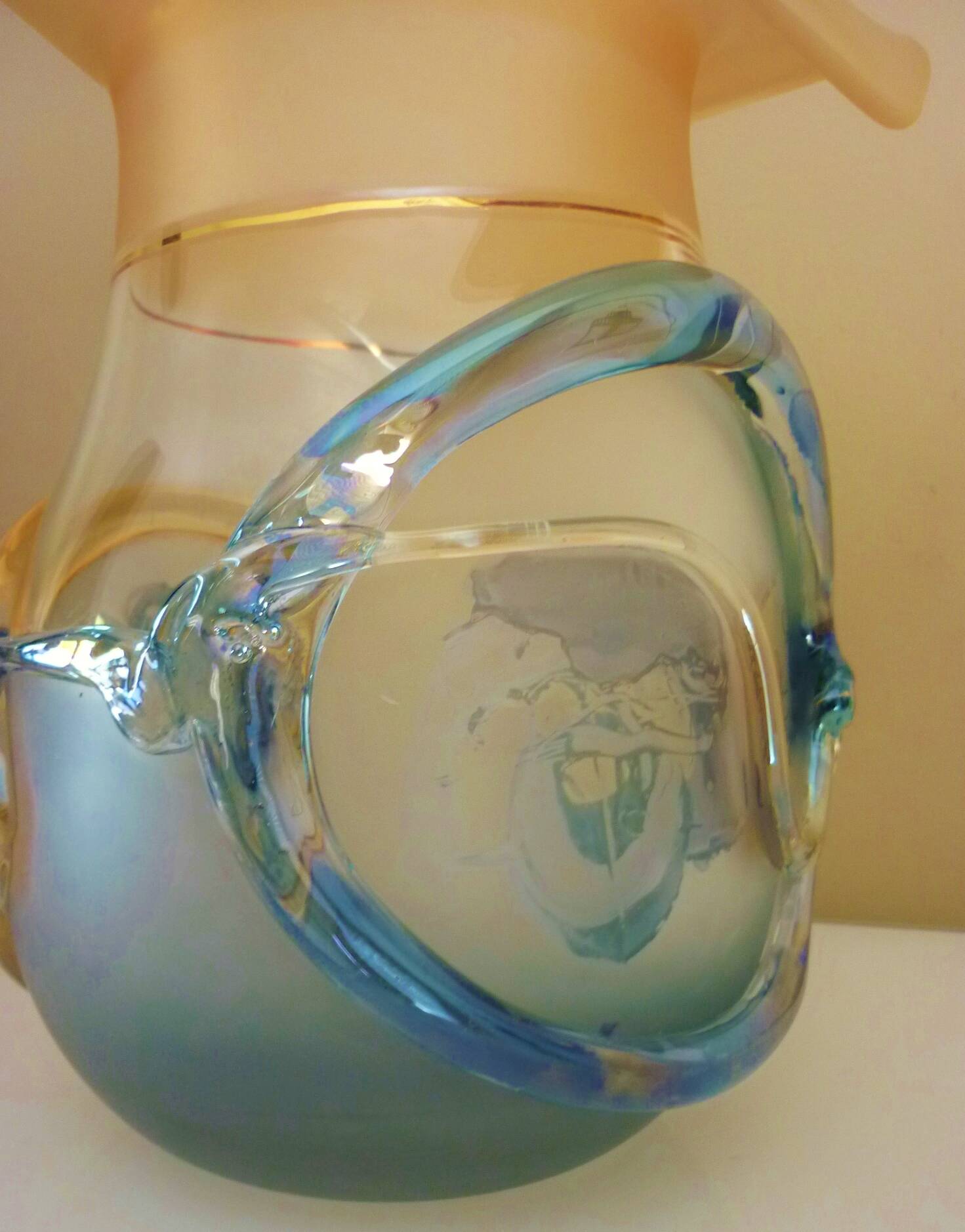 Large designer vase, signed Jon Art, modernist, abstract decorations