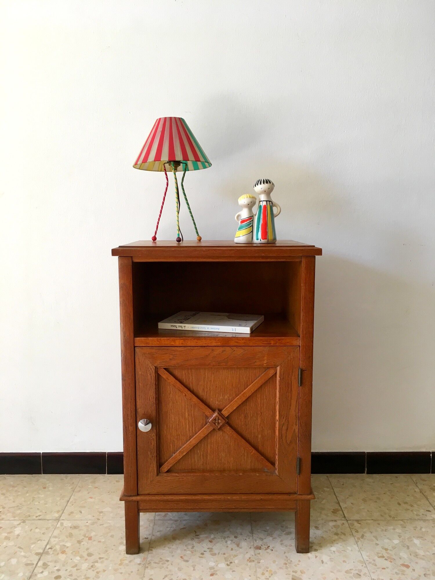Vintage 50s oak bedside