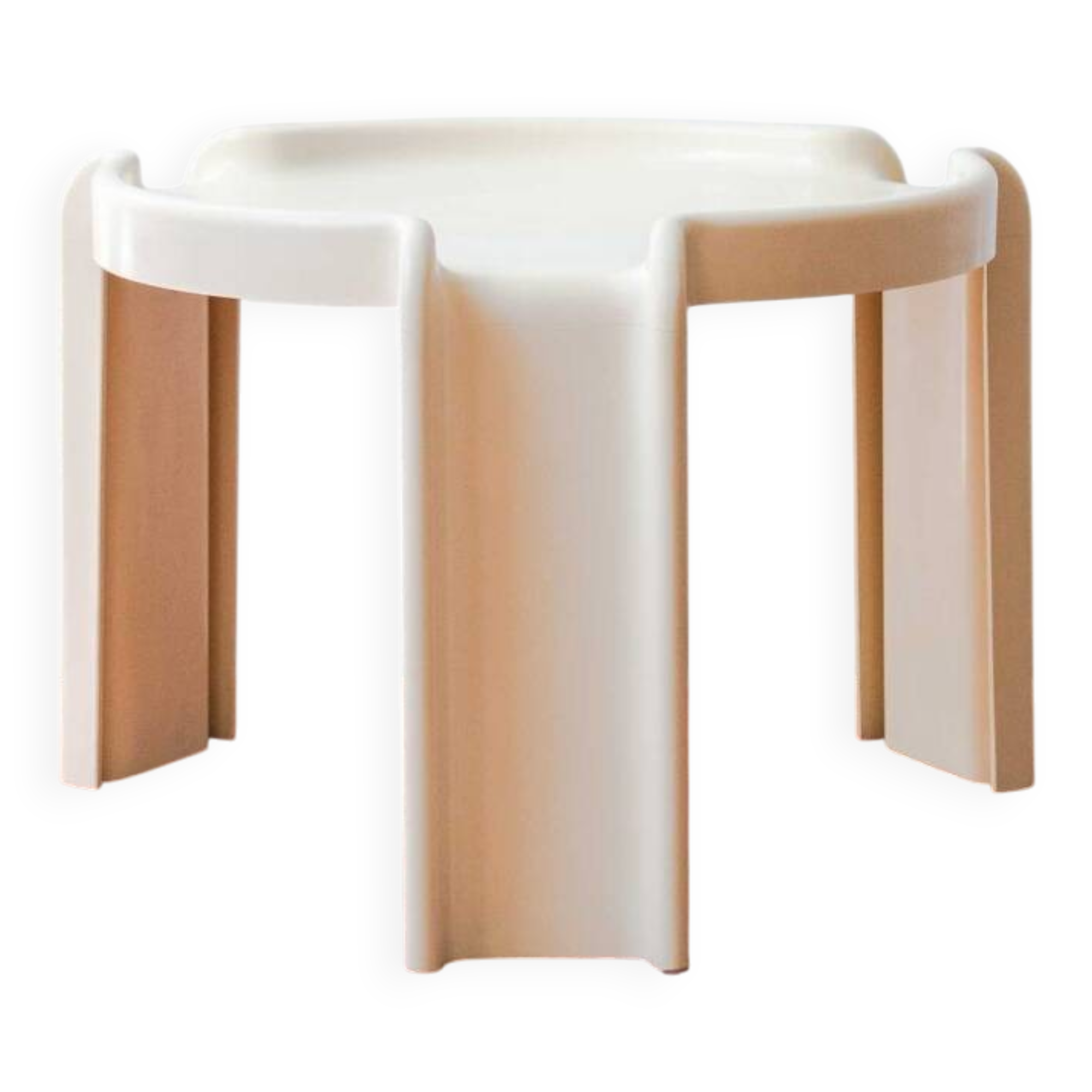 Table basse beige Kartell 4905 design par Giotto Stoppino