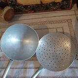 Vintage aluminum skimmer and ladle