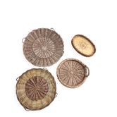 Lot de 4 plateaux en osier vintage