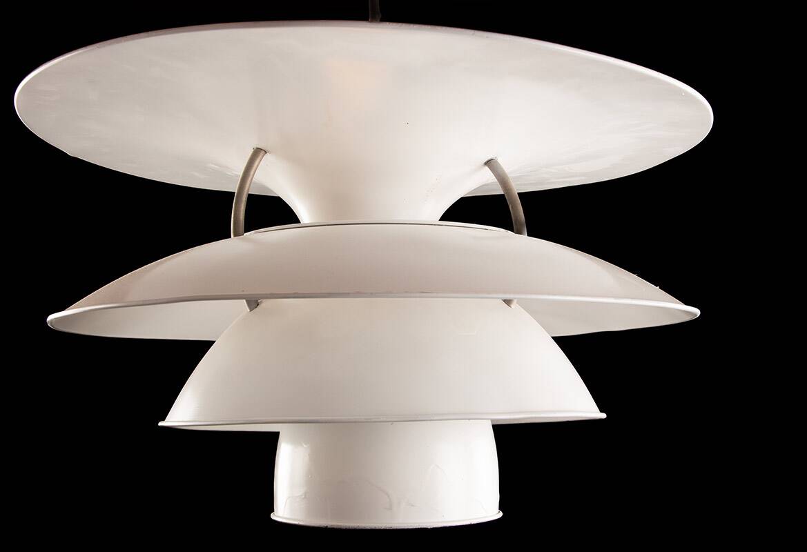 Danish brushed metal pendant light, Poulsen "Charlottenborg" model.