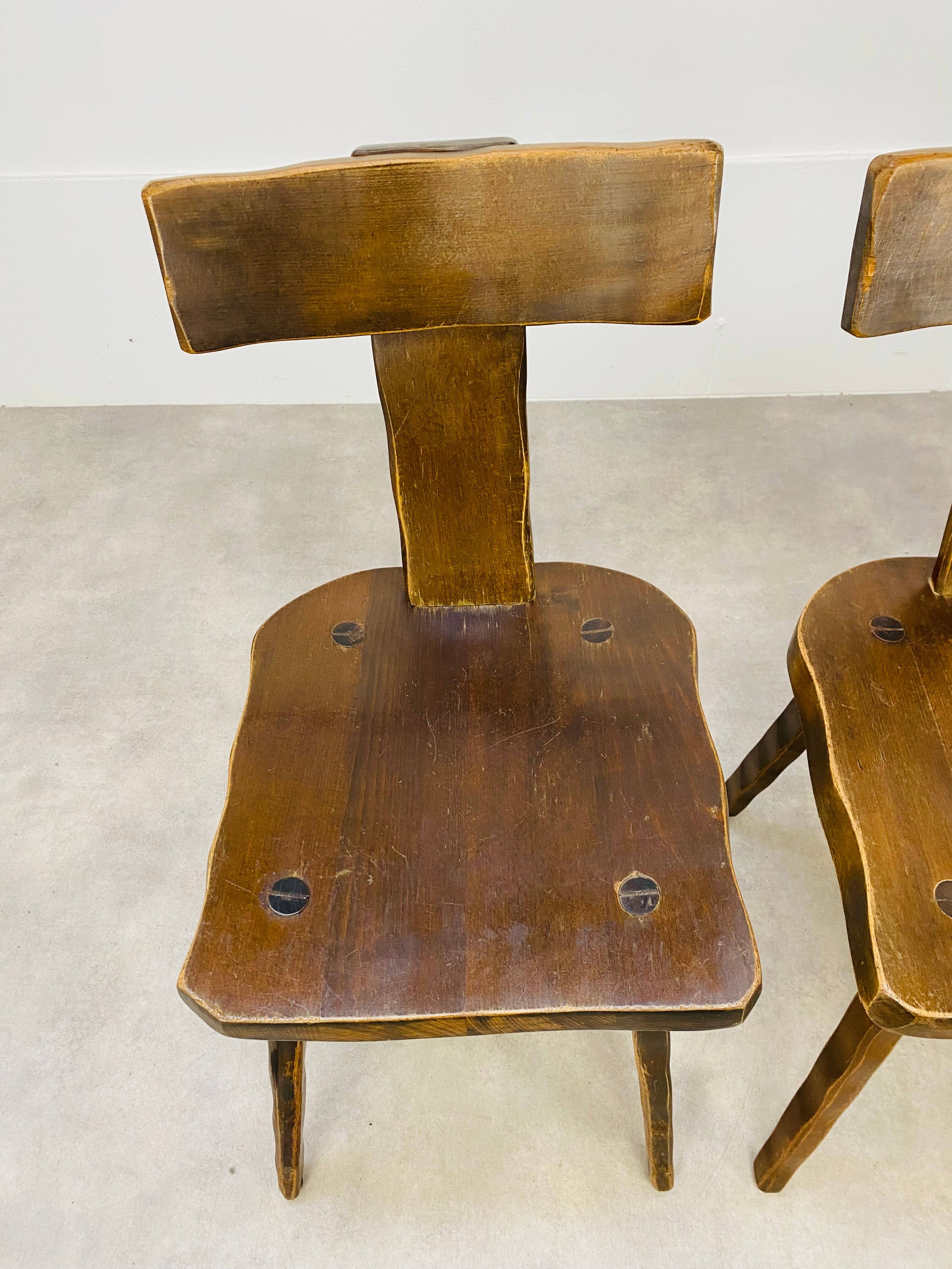 3 T chairs brutalists solid wood