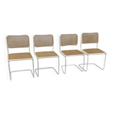Set of 4 Cesca b32 model chairs in white by Marcel Breuer