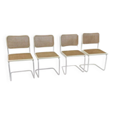 Set of 4 Cesca b32 model chairs in white by Marcel Breuer