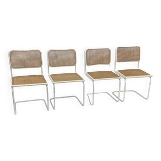 Lot de 4 chaises modèle Cesca b32 en blanc par Marcel Breuer