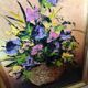 Peinture signée sur toile, bouquet de fleurs