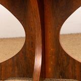 Oval coffee table in Carrara marble and rosewood, Hugues Poignant 1960