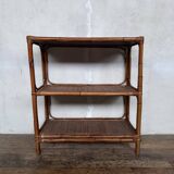 Vintage rattan bamboo wicker bookshelf