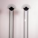 Set of Memphis style frosted glass floor lamps. Circa 1980