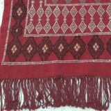 Hand-knotted Red Tunisian Ethnic Berber Wool Rug Margoum