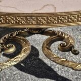 French Vintage Onyx Marble Bronze Coffee Table Style Louis XV 60s