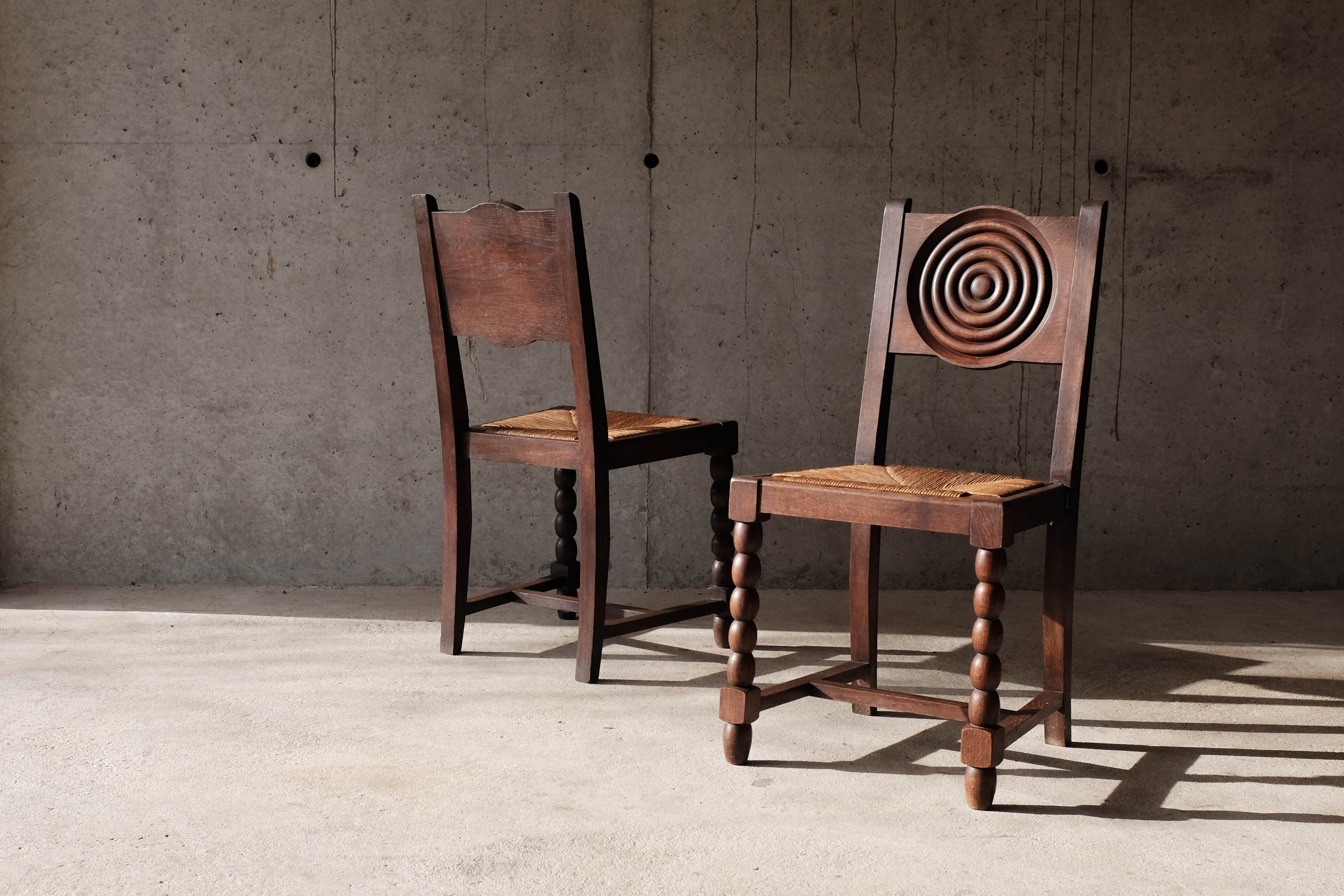 Set of 6 neo-Basque mulched chairs in the taste of Victor Courtray
