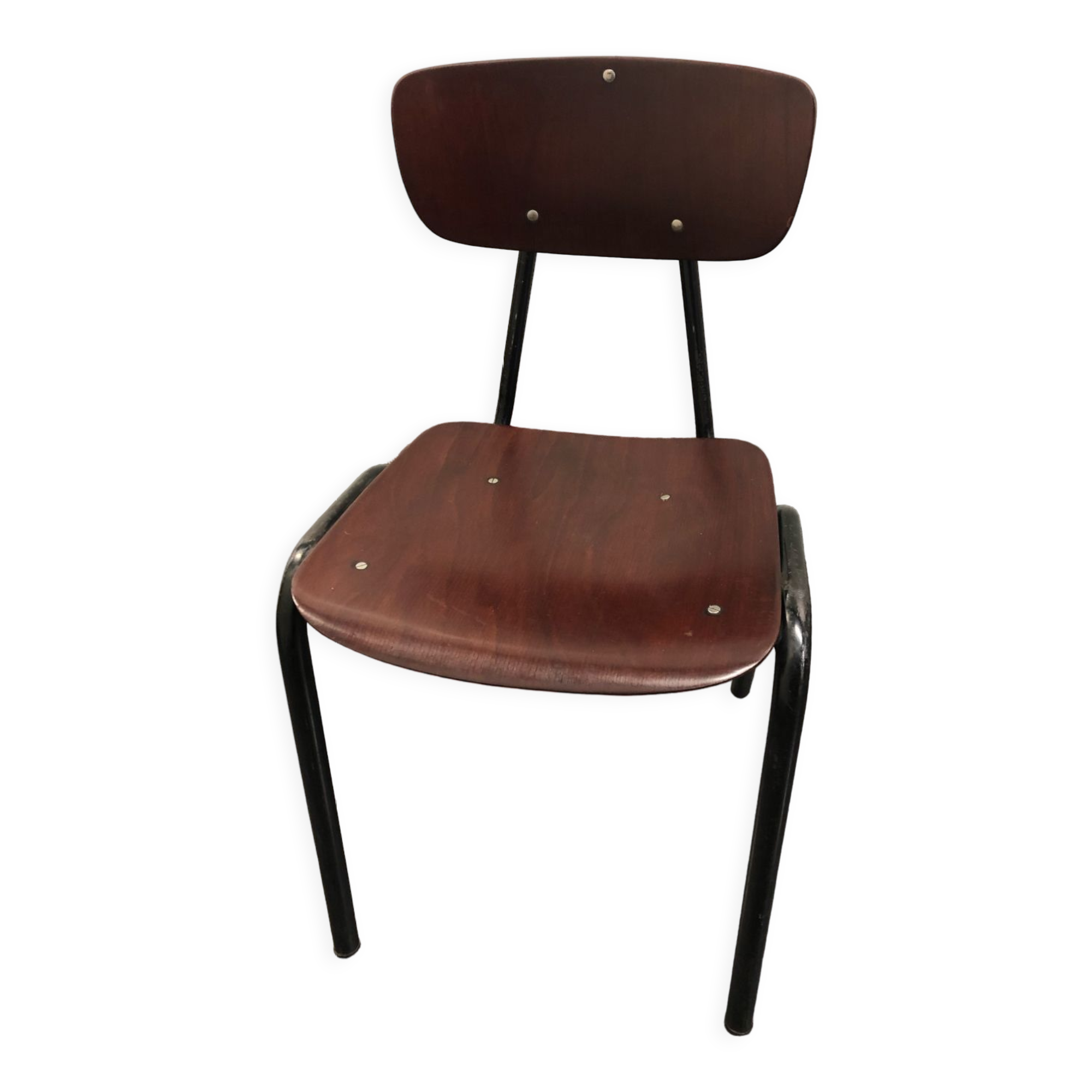 Chaise Pagholz métal laqué noir et bois vers 1950