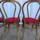 Set of 8 Vintage Bentwood Bistro Chairs: Red Upholstery