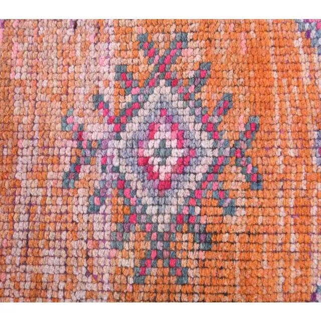 Vintage Turkish Oushak Handmade Cotton Pink Wool Runner Rug 79x362