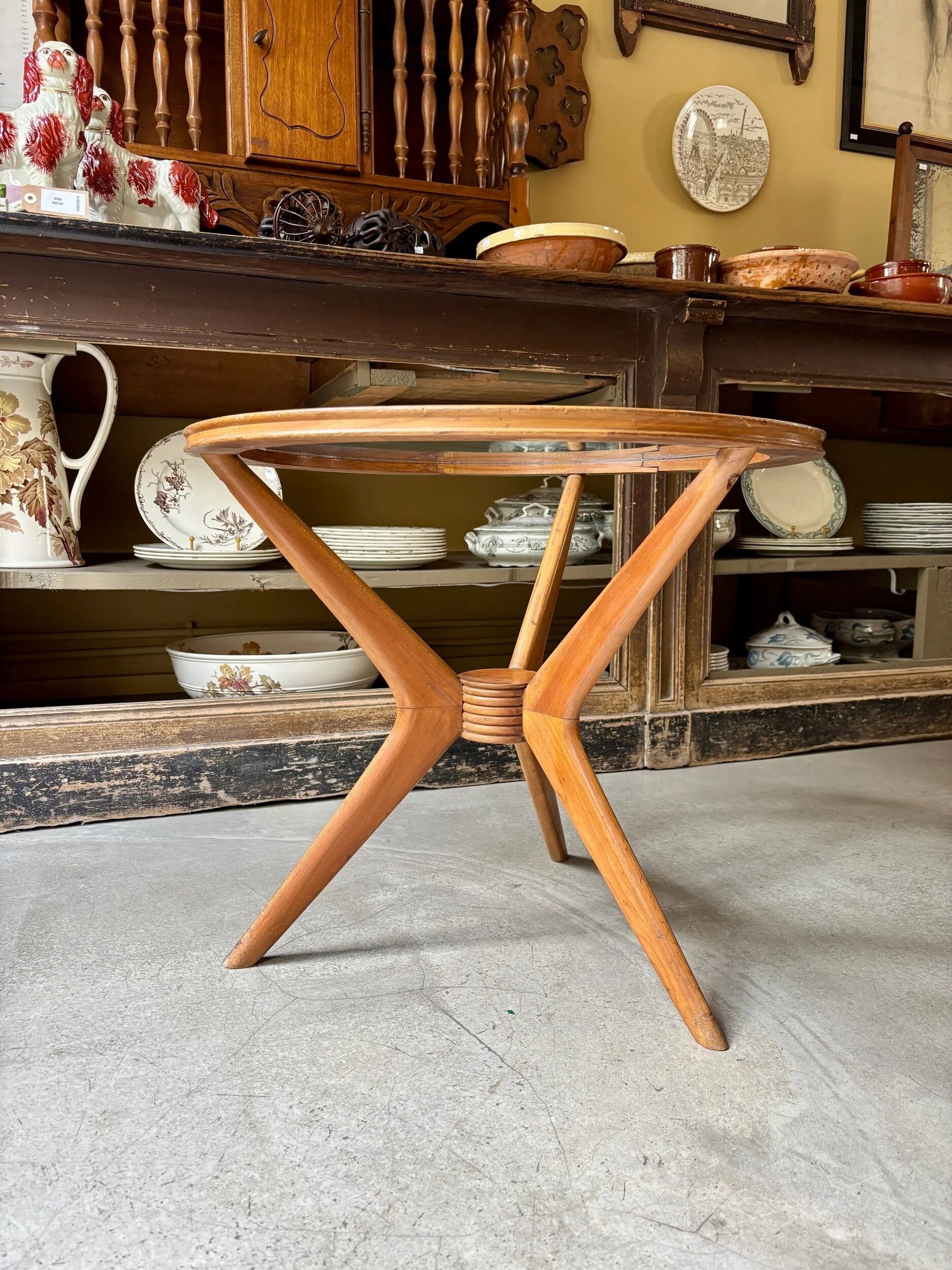 Table basse, d'appoint en bois et verre ⌀ 61 cm