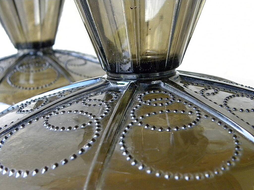 Pair of tazza glass compote cups, circa 1950 - 1970