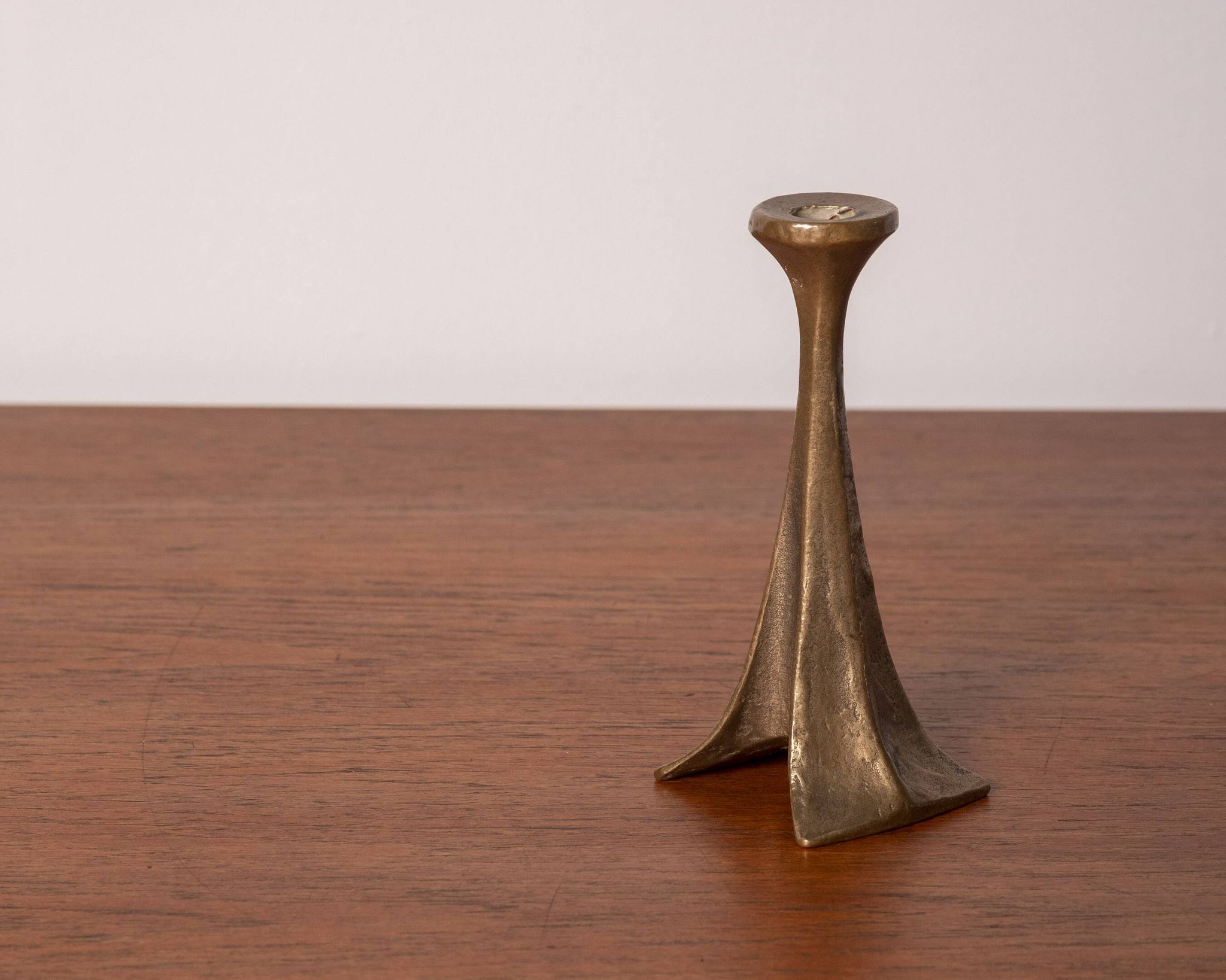 Brutalist bronze candlestick by Michael Harjes, 1970s, Germany.