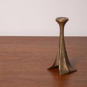 Brutalist bronze candlestick by Michael Harjes, 1970s, Germany.